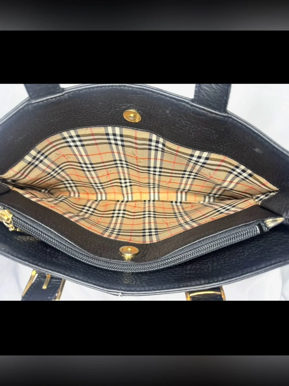 Burberrys Vintage Black Leather Top Handle Tote Bag w/COA!!!